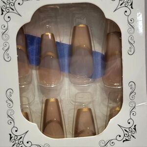 Gold and Natural Press On Nails